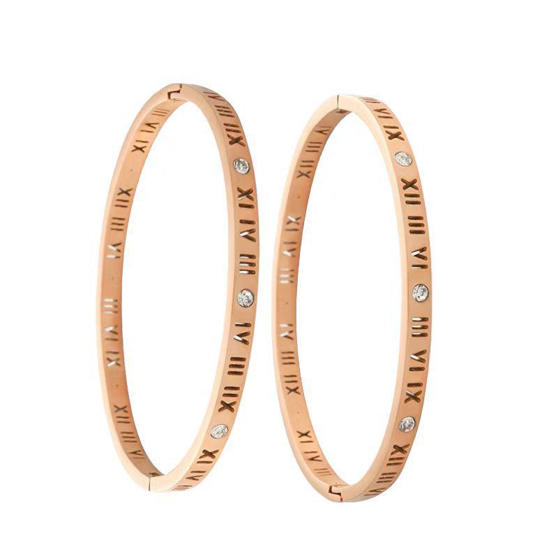 Bracelet de Luxe en Acier Inoxydable pour Femme: Titane Électroplaqué, Sertissage Diamants Complet, Style Européen-Américain