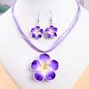 2Pcs/Set Lightweight Floral Jewelry Set, Polymer Clay Realistic Flower Charm Necklace, Hawaiian Style Drop Earrings for Daily Wear