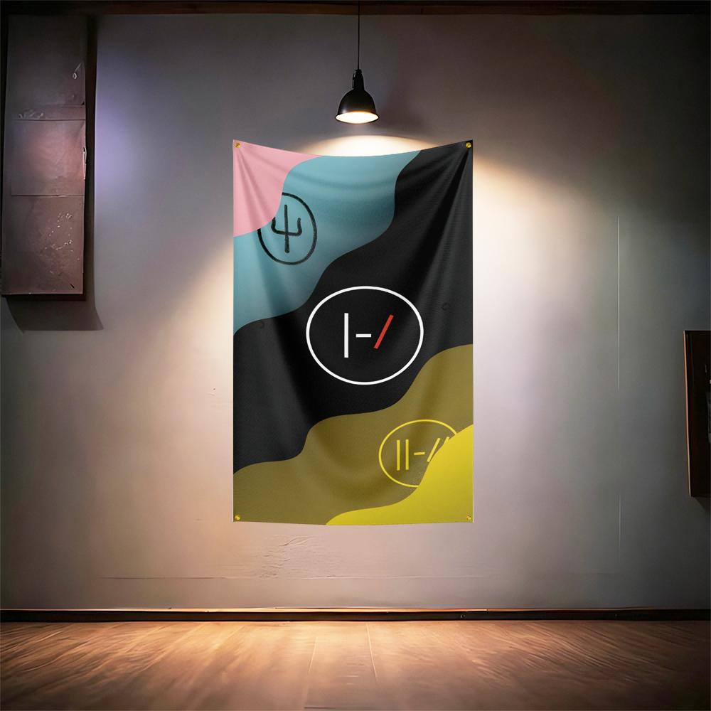 Rock Music Flag 3x5ft For Twenty One Pilots Fans Banner Hd Print Brass Grommet Garage Bedroom Living Room Dorm Wall Decor Tapest