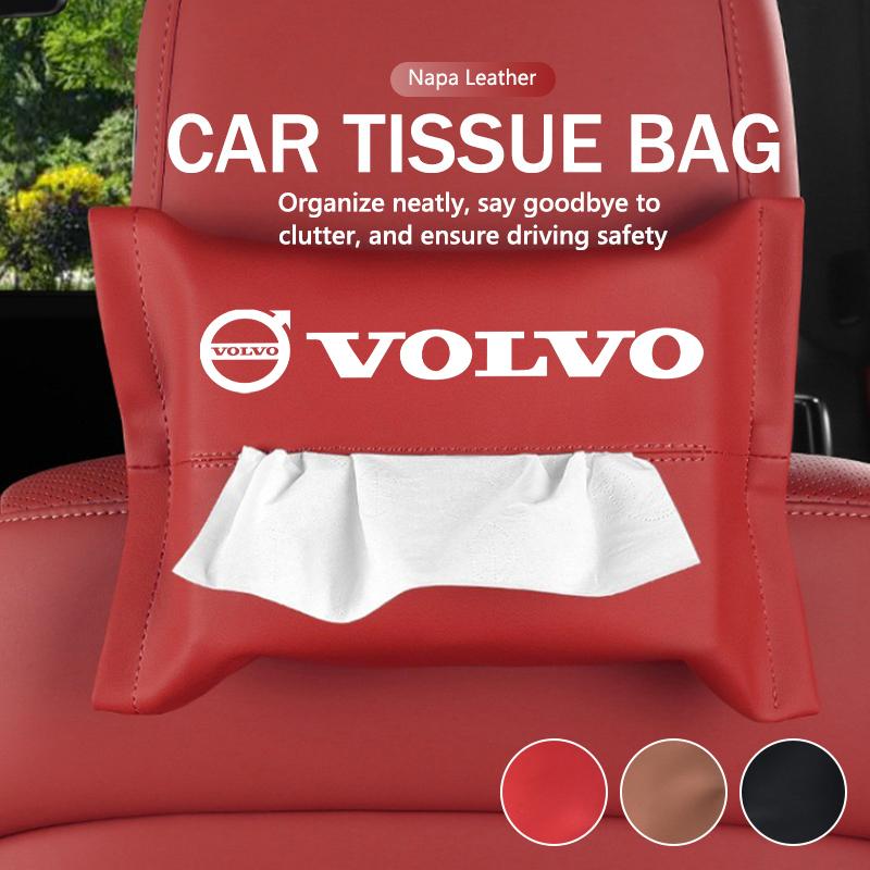 For Volvo Leather Car Tissue Box Hanging Headrest Handbag Paper Towel Box XC60 XC90 S60 S80 V60 C70 S40 C30 V90 V60 C40 XC40 V70 JL9