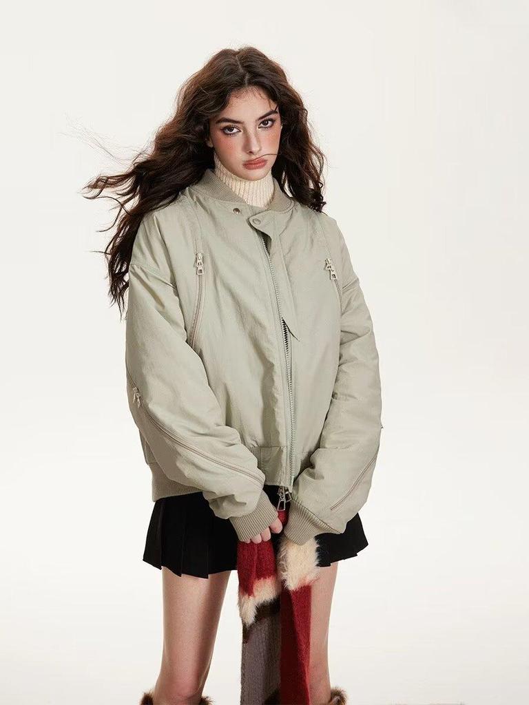 Winter Fashion Versatile Loose Bomber Jacket with Stand-up Collar for Couples