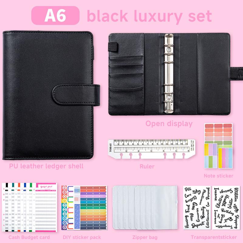 A6 Zipper Pouch Notebook: PU Leather Macaron Loose-Leaf Journal