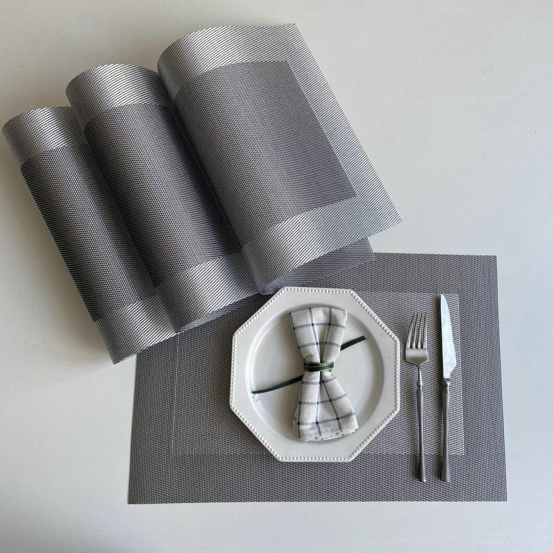 4pcEuropean Style Western Dinner Mat Pvc Placemat Hotel Heat Proof Mat Home Waterproof Table Mat Heat Resistance Bowl Mat Coaste