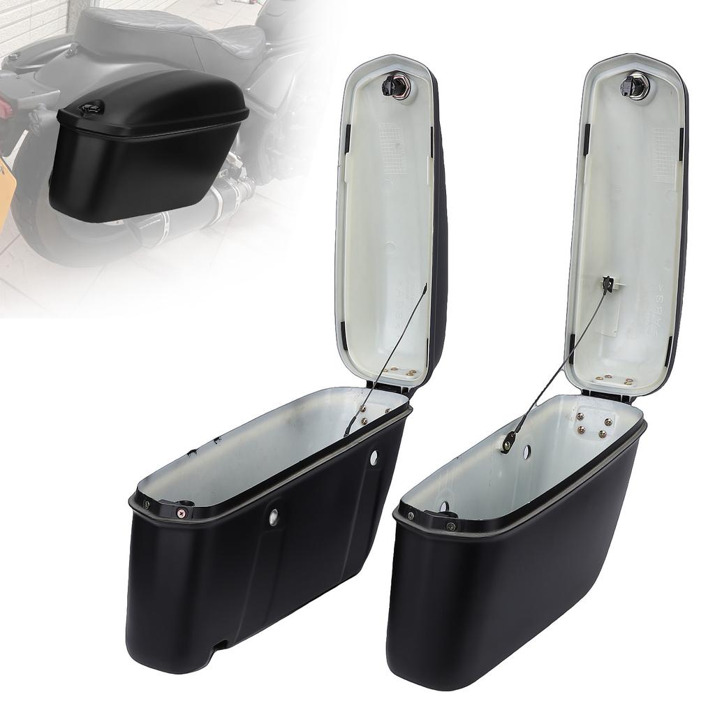 Motorcycle Hard Saddlebags 22L Rugged ABS Hard Saddle Bags with Lock Motorcycle   Side Storage Carrier