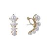 French niche high-end design sense A row of ear buckle imitation pearl earrings Simple and versatile daily commuter women