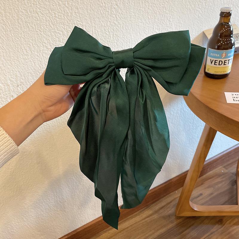 Elegant Solid Large Bow Ribbon Hair Clip for Women Girl Sweet Headbands Soft Satin Hairpin Hairgrip Fashion Hair Accessories