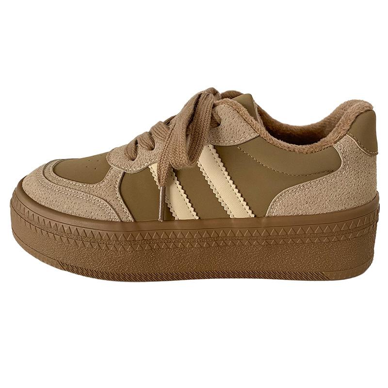 6586 Latex Insoles, Velvet Platform German Training Shoes Women's Shoes Winter Two Cotton Board Shoes 2024 New Casual Cotton Shoes
