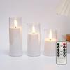 LED Electronic Candles Light Remote Control Timer Flicker Flameless Lamp Clear Acrylic Battery Powered Wedding Party Christmas
