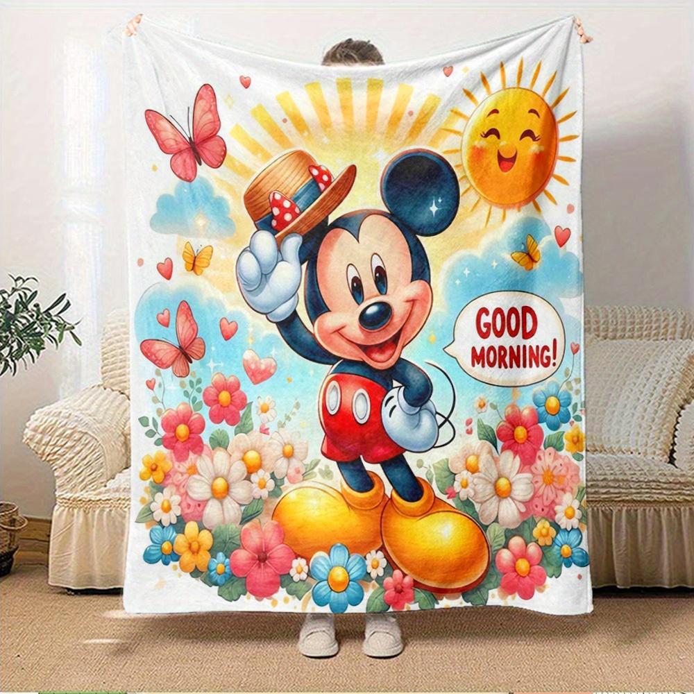 1pc Flannel Cartoon Mickey Pattern Throw Blanket for Room Decor, Soft and Comfortable, Great Gift, Must-Have for Home