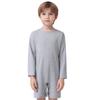 Combinaison Adaptative Unisex pour Enfants Col Rond Manches Longues Boutons-Pression à l'Entrejambe Couleur Unie Besoins Spéciaux