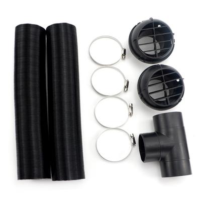 75mm Dieselheizung T 3 Ausgänge Verbinder & 2x Luftauslass & 2x Luftschlauch Warm Schwarz & 4x Klemmen Set Für Auto LKW VAN Wohnmobil