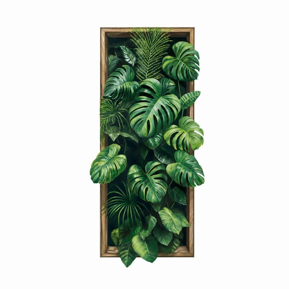 Green Leaves Monstera Leaf Sticker Waterproof Wall Mural Creative Wall Decals for Bedroom