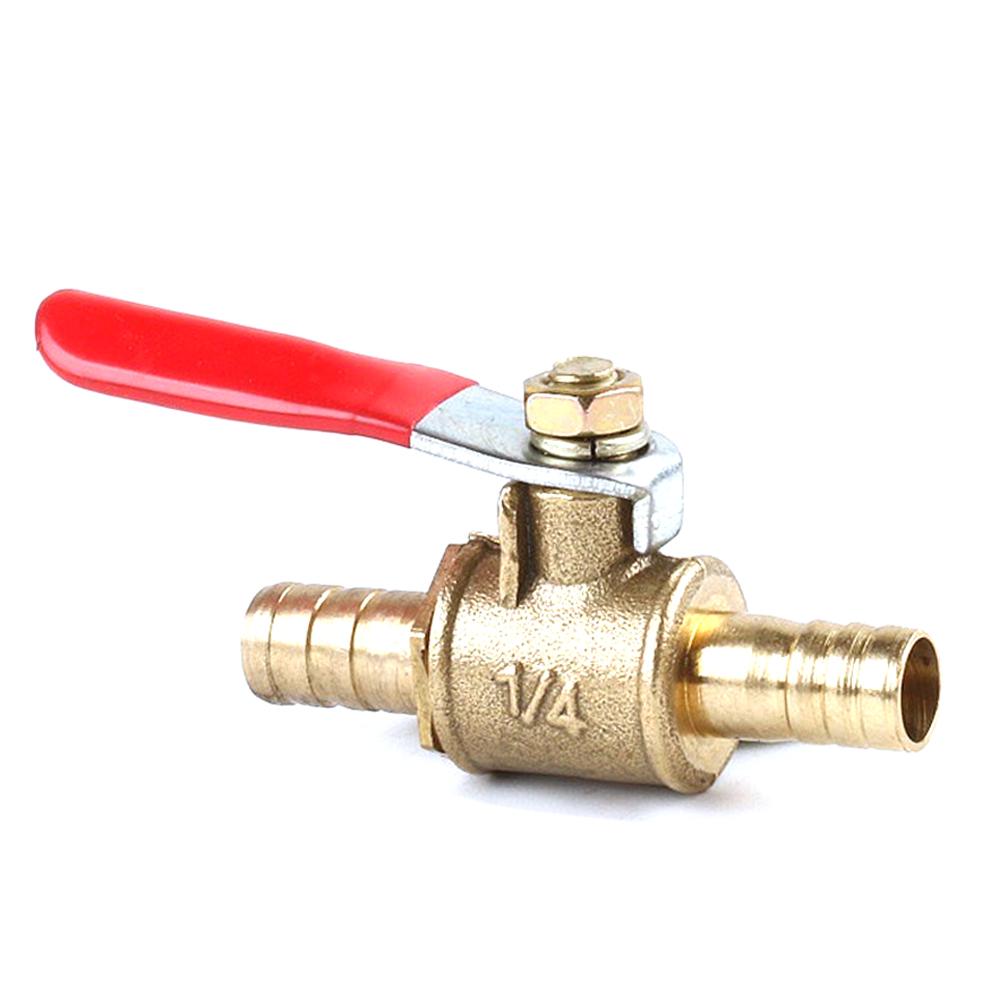 1/4 Kleines Ventil 6mm 8mm 10mm 12mm Schlauchtülle Inline Messing Wasser Öl Luft Gas Hahn Absperrventil Kraftstoffleitung Kugelhahn Rohrverschraubungen mit rotem Griff