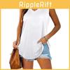 Cotton Sleeveless V Neck Tshirt For Women With Spliced Design Casual Spring
