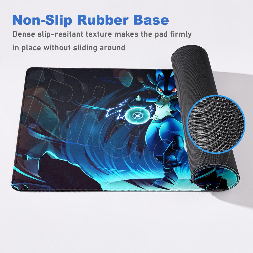 Pokemon Lucario Mouse Pad Non-slip Rubber Gaming Desk Mat Laptop Game XXL Keyboard Mice Mat Cabinet 900x400mm Mousepad HD Carpet