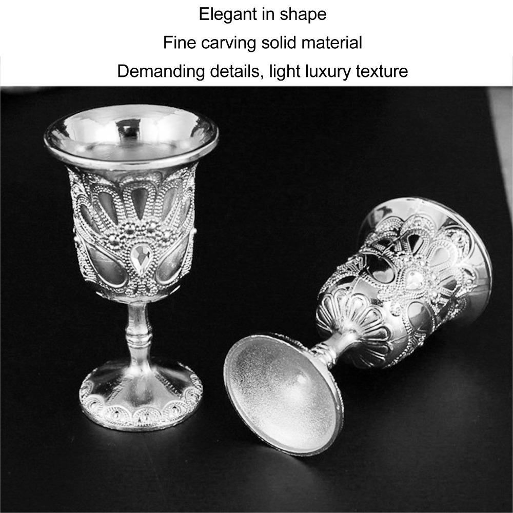 2pcs Silver Retro Wine Glass Light Luxury Cocktail Glass Metal Wine Glass Banquet