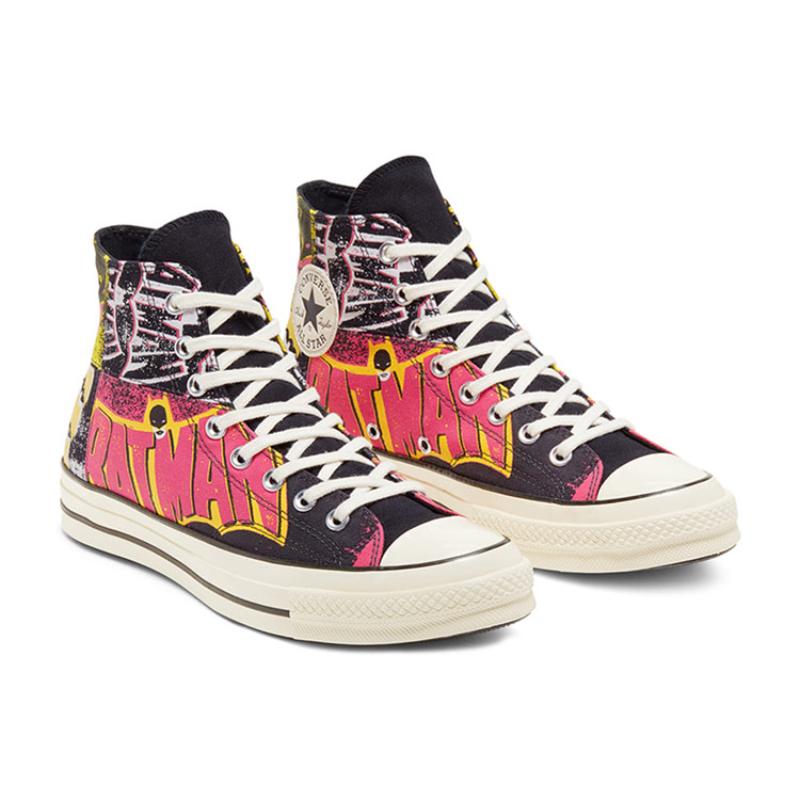 Batman 80th Anniversary X Converse 1970s High Top DC Batman Collaboration Mid-Top Canvas Shoes Unisex Black and Red