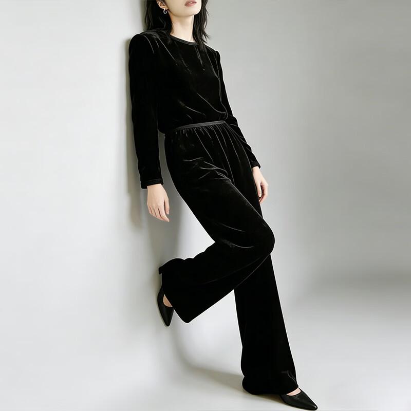 Women's Mulberry Silk Velvet Wide-Leg Pants