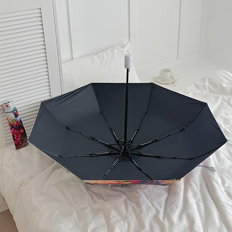 A Vibrant Hummingbird And Floral Print Umbrella, Featuring Automatic Folding, And Shielding. This Sturdy And Durable Umbrella with Eight Rib