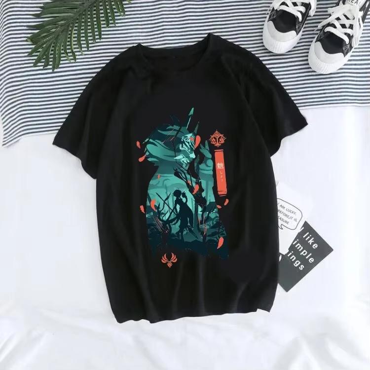 

Genshin Impact Tshirt Featuring Cute Hu Tao Kaedehara Kazuha and Other Character Prints Harajuku Style Tshirt Cotton 4XL