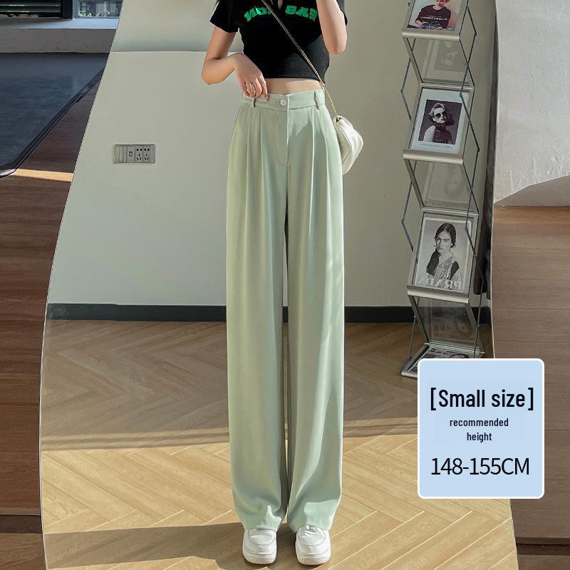 

Женские светло-зеленые шифоновые брюки с высокой талией и широкими штанинами на весну/лето S