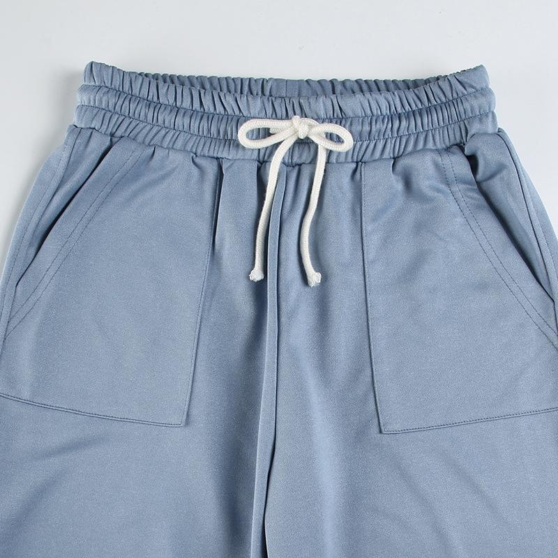 Women's Autumn Loose Solid Color Long Drawstring Elastic Waist Casual Pants