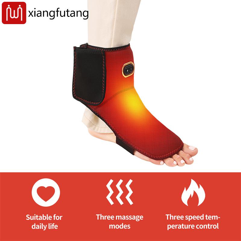 Electric Foot Heat Massager Usb Powered 3 Massage Functions Ankle Sprain Relief Vibration Relaxation Ankle Protection Home Use