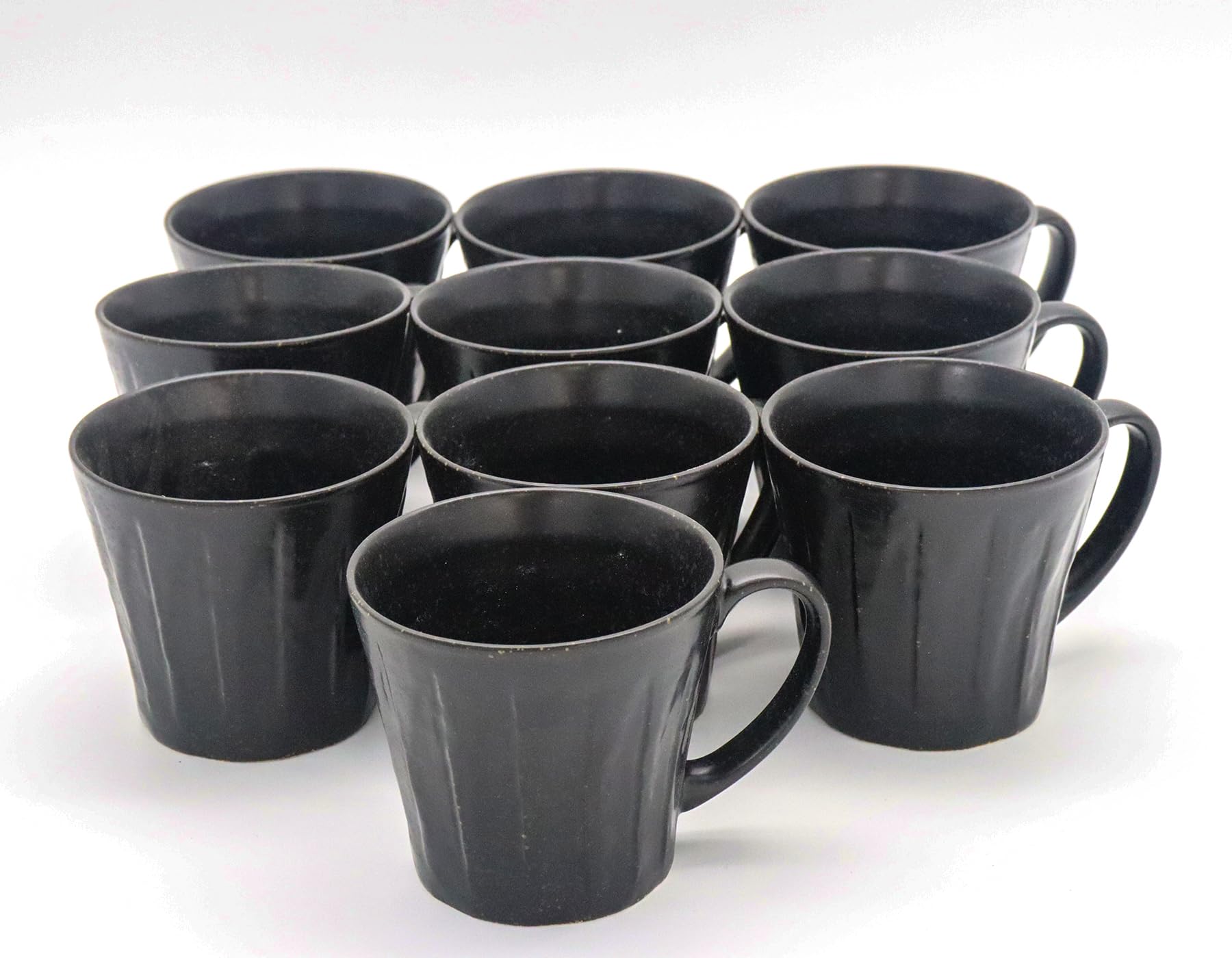 

Mino Ware Japanese Cafe Series Sogi Black Blown Mugs, Set of 10 (Size: H8.3 x W12 x D9cm)