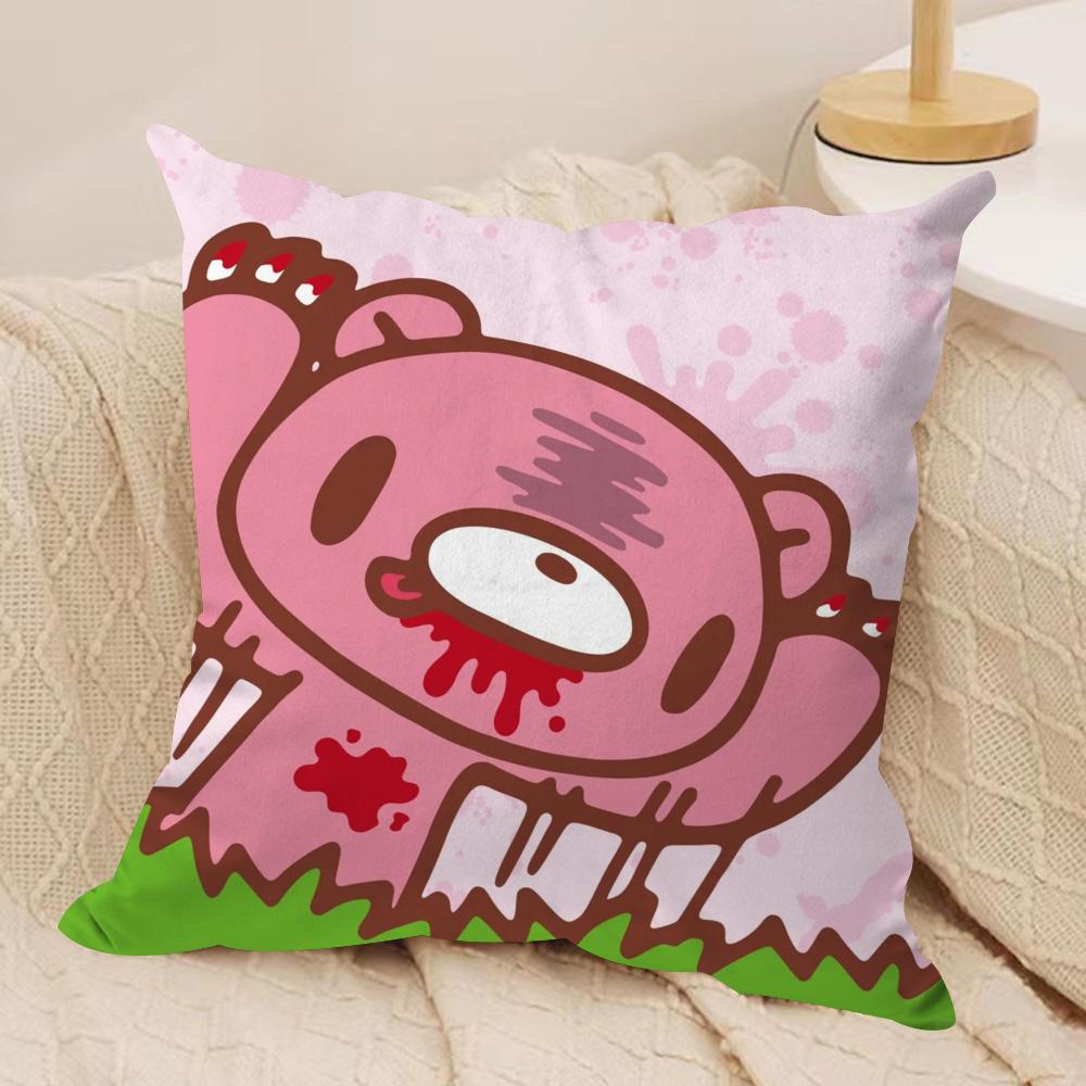 Cartoon G-GloomyS Bear Cushion Cover Soft Plush Fabric Double-Sided Printed Sofa Cushion Cover for All Seasons Home Decor Gift