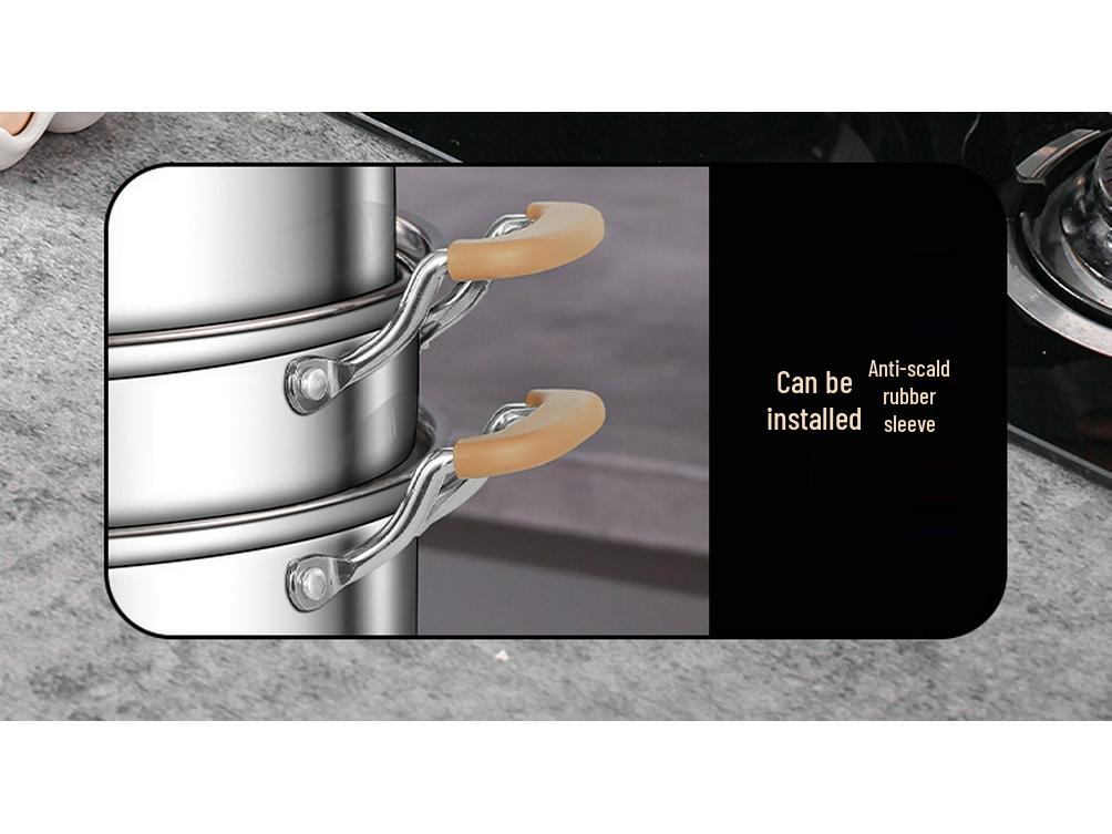 Three-Layer 304 Steel Steamer Pot with Large Capacity for Multi-Functional Cooking