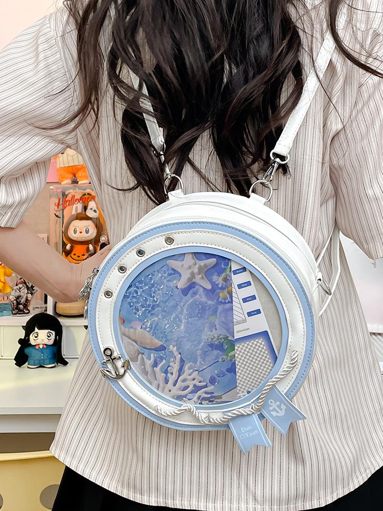 British Style Navy Small Ita Crossbody Backpack - Women's Transparent Shoulder Bag