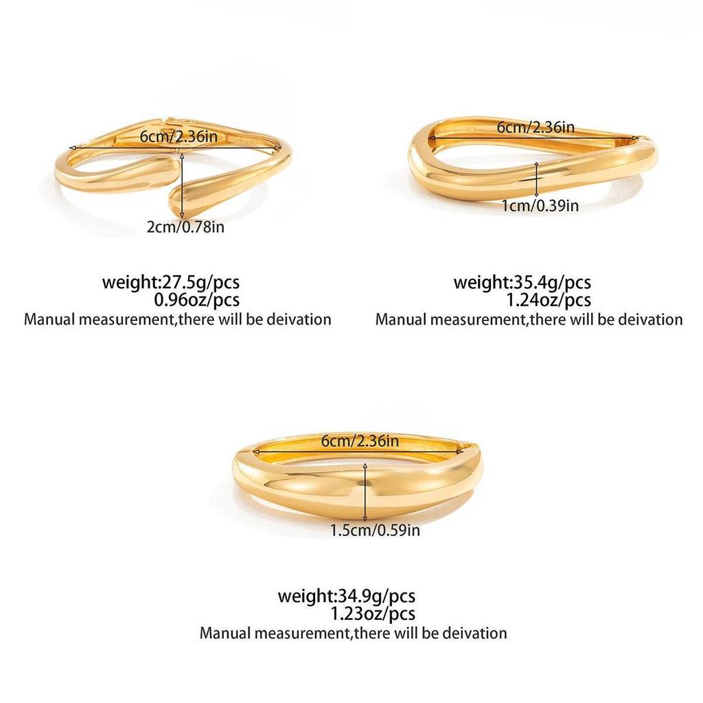 Ingemark Creative Smooth Irregular Geometric Open Cuff Bangles for Women New Trend Vintage Stackable Bracelets Couple Jewelry