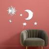 6PCS NEW Gold Silver Gold Mirror Wall Stickers DIY Acrylic Star Moon Decal Stereo Self Adhesive Decorative Decal Bedroom Sticker