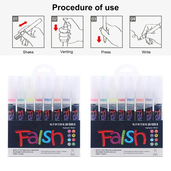 8/12Pcs Liquid Erasable Chalk Markers Pens Smooth Writing Quick-Dry Ink Fine Tip Highlighter Blackboard Fluorescent Pens