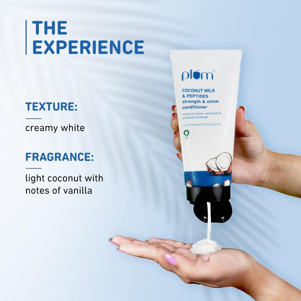 Plum Coconut Milk & Peptides Hair Conditioner 175gm Pack for Soft, Smooth, Shiny Hair, Anti-Frizz & Detangling