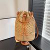 Summer Straw Shoulder Bags Drawstring Women'S Hand-Woven Bucket Bag Raffia Woven Handbags Casual Tote Ladies Beach Crossbody Bag Quality