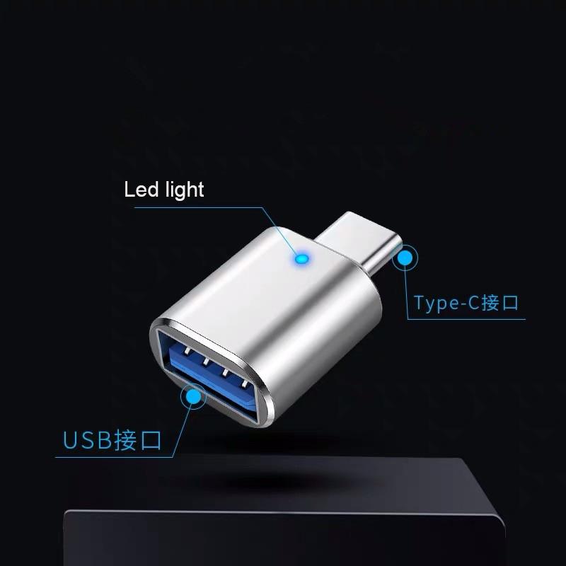 Type C To USB 3.0 OTG Adapter USB-C Male To USB Female Converter For Macbook Samsung S20 Xiaomi Huawei USBC OTG Connector LED
