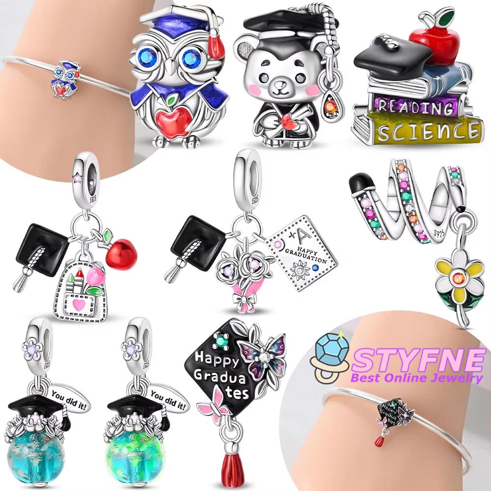 Exquisite Pendants Woman New Graduation Season Bear Owl Copper Original Beads Fit Bracelet Jewelry Making Diy Fine Gift