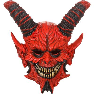 Máscara de Demonio Cerdo Diabólico Aterradora Cara Completa Cuernos Realistas Máscara de Látex para Adultos Halloween Baile de Máscaras Cosplay Disfraz
