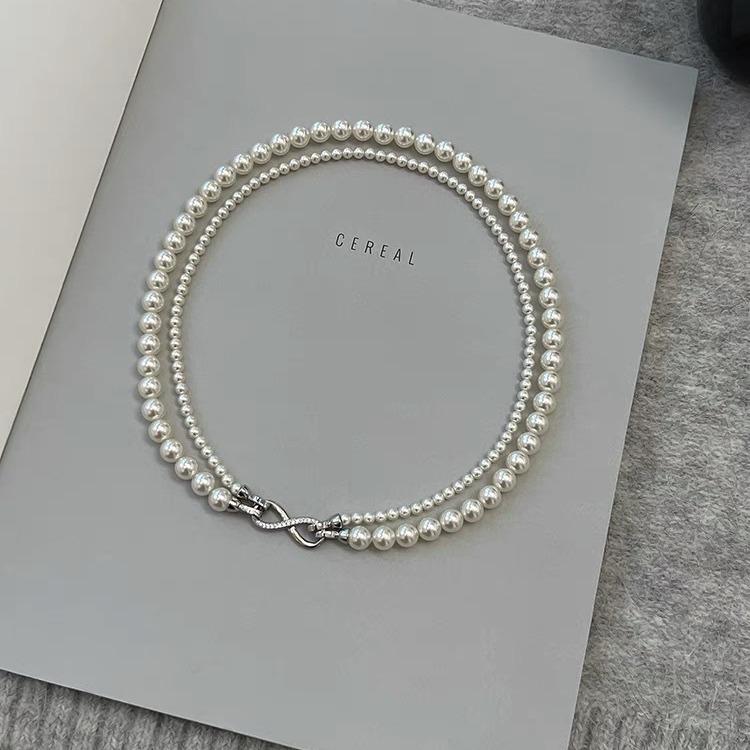 Akoya Gray Pearl Double-Strand Choker with Figure-8 Clasp