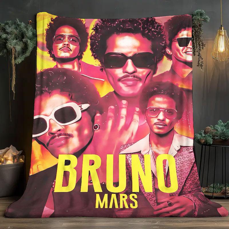 1Pc Brunomars Print Flannel Blanket, High quality Comfortable for All Seasons, Warmth and Comfort, Perfect for Christmas Gifts