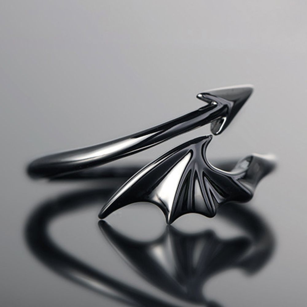 

Lord Fashion Black Statement Silver Women Devil Wings Rings Wings Jewelry чёрный