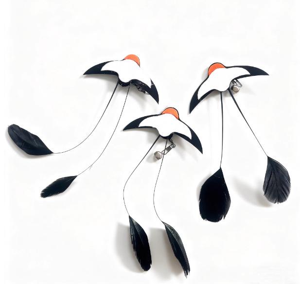 Cat Teaser Wand Replacement with Bell & Feather for Interactive Kitten Play