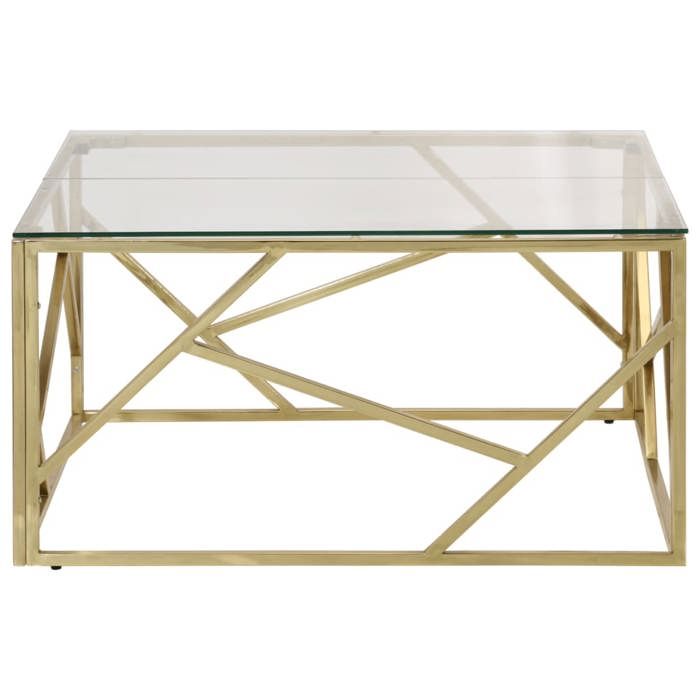 VidaXL Coffee Table Golden Stainless Steel and Tempered Glass 349946
