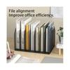 Metal 7-Section File Folder Organizer for Desk Vertical Office File Holder Duty Mesh Document Sorter for Books, Binder