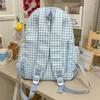 Plaid Student Schoolbag Cartoon Puppy Backpack