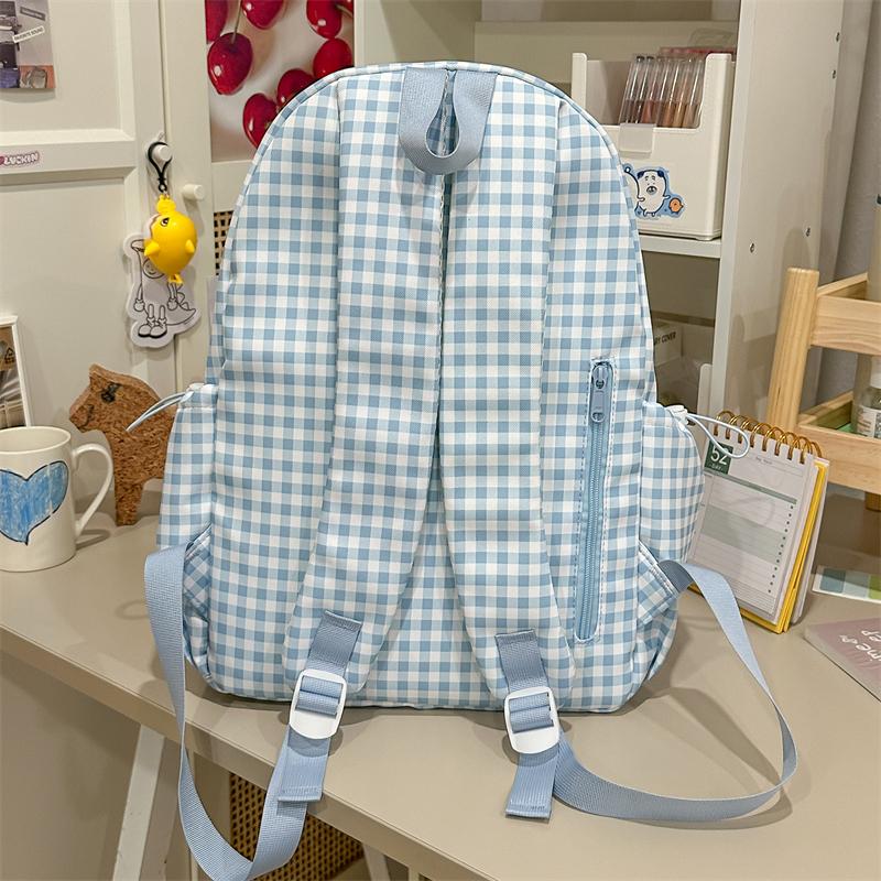Plaid Student Schoolbag Cartoon Puppy Backpack