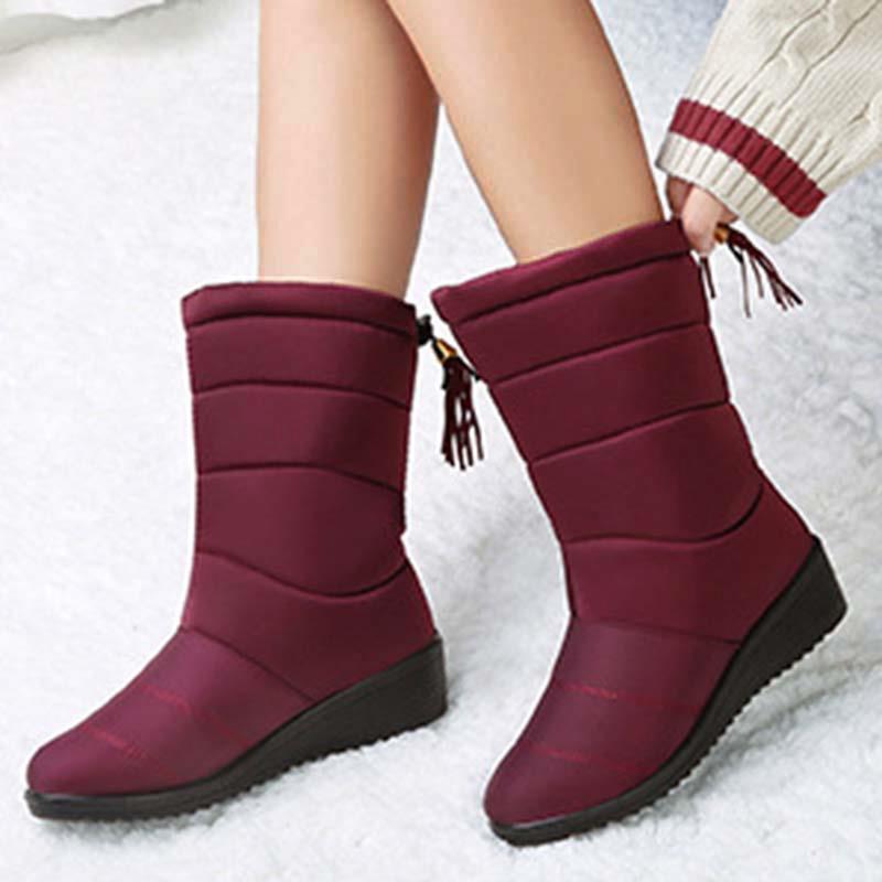 Fashion Snow Women Boots Flat Shoes Woman Warm Ladies Shoes Zipper Women's Boots Soft Comfortable Women's Winter Shoes Botas Mujer