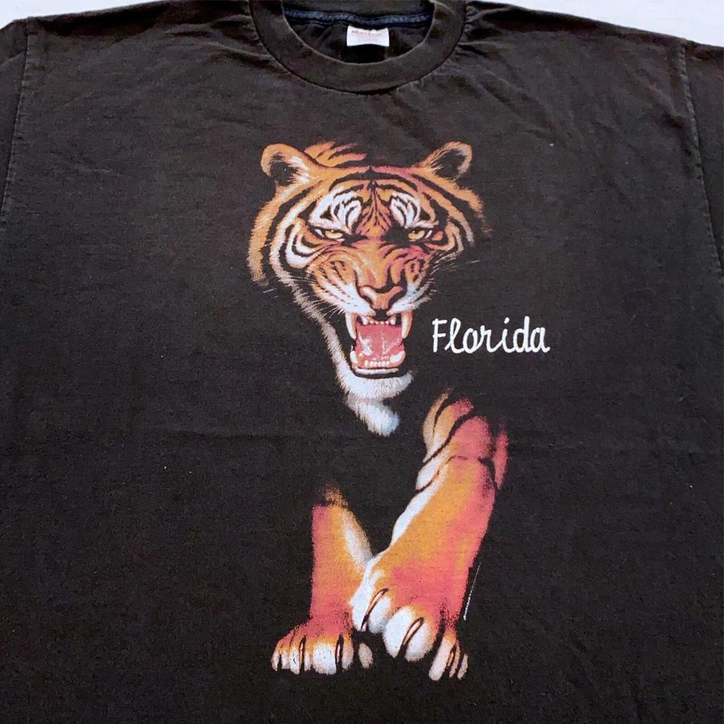 Vintage 90s BENGAL TIGER FLORIDA NATURE T-Shirt XL Wild Catsoft
