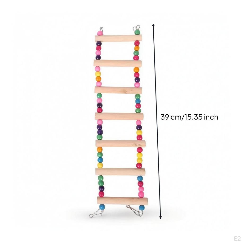 Bird Ladder Colorful Hanging Toy Wood Climbing for Pet Birds, Parrots, Cage, Aviary